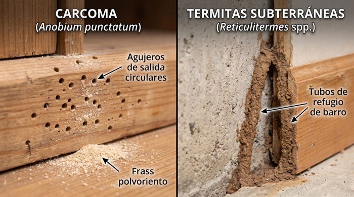 Comparacion entre señales de carcoma y termita