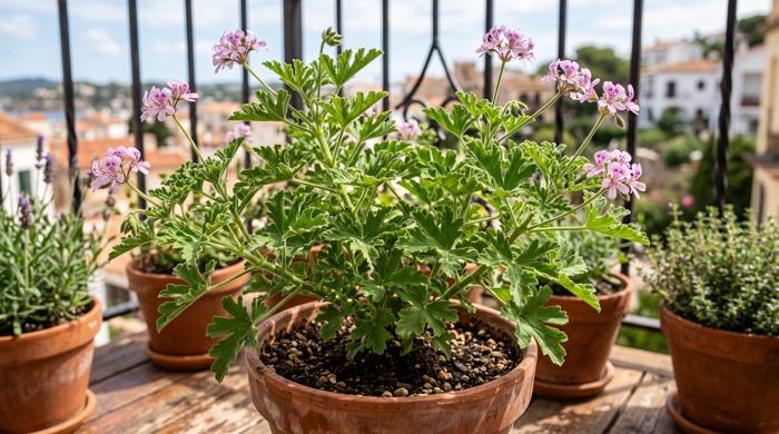 Planta de geranio en maceta