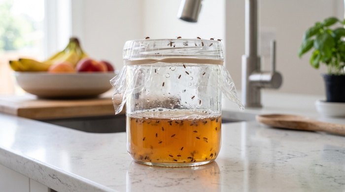 Mosca de la fruta en trampa