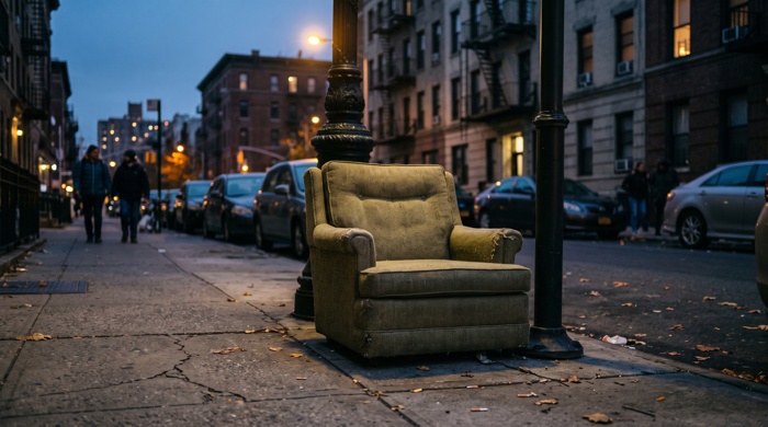 Mueble abandonado en ciudad